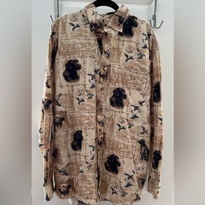Dogs and birds button down shirt